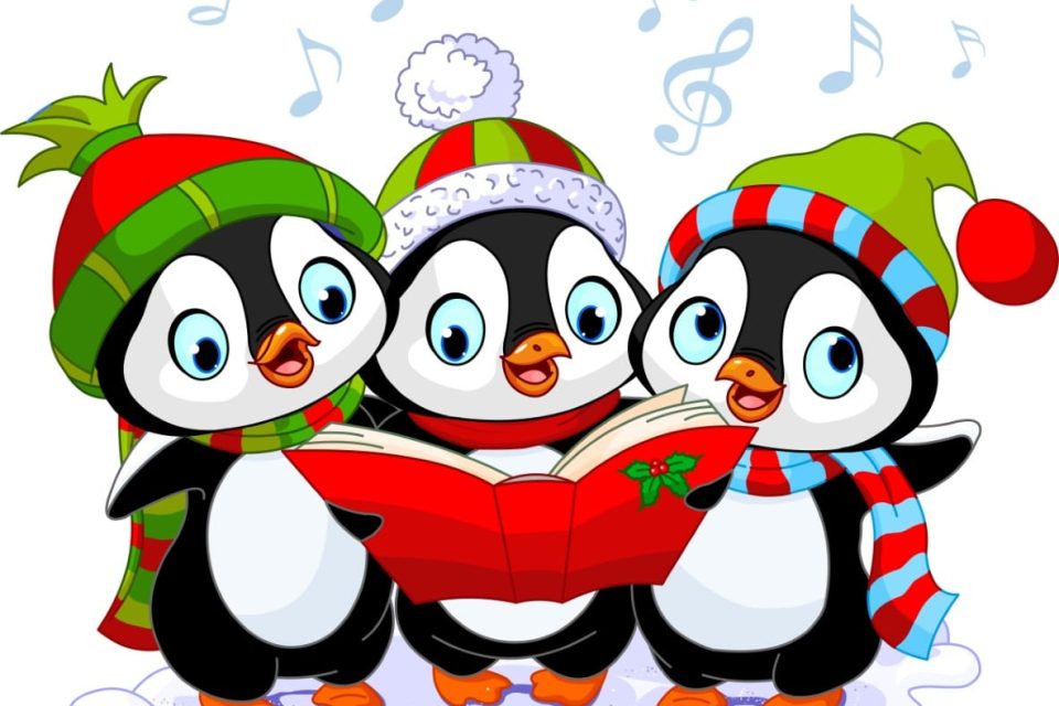 Three penguins singing